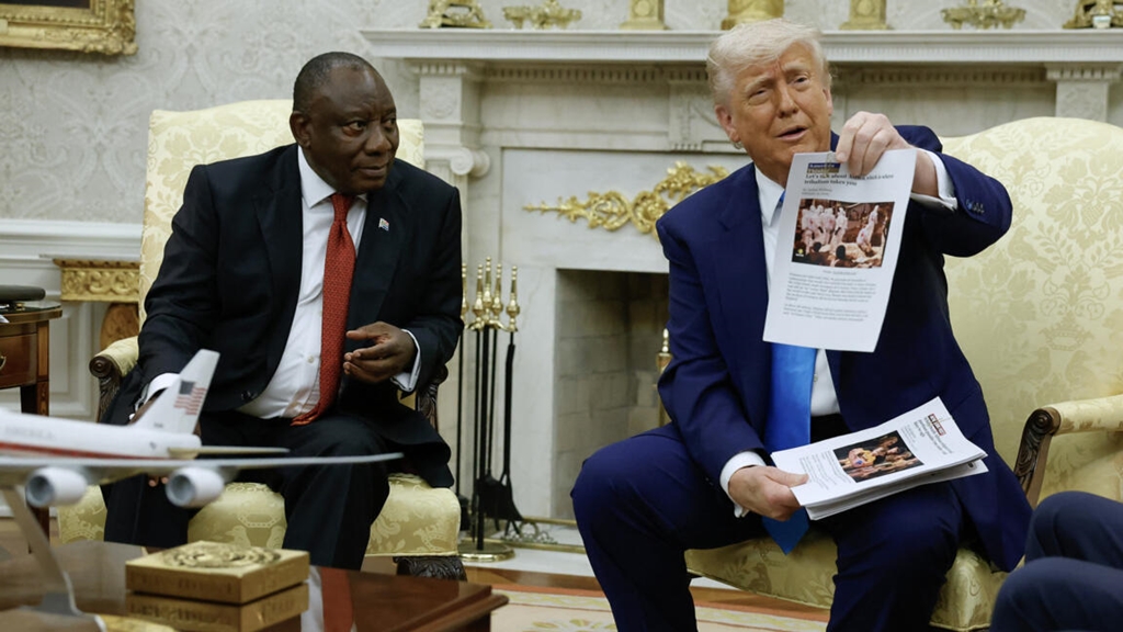 Cyril Ramaphosa y Donald Trump en el Salón Oval, Estados Unidos. / Foto: AFP.