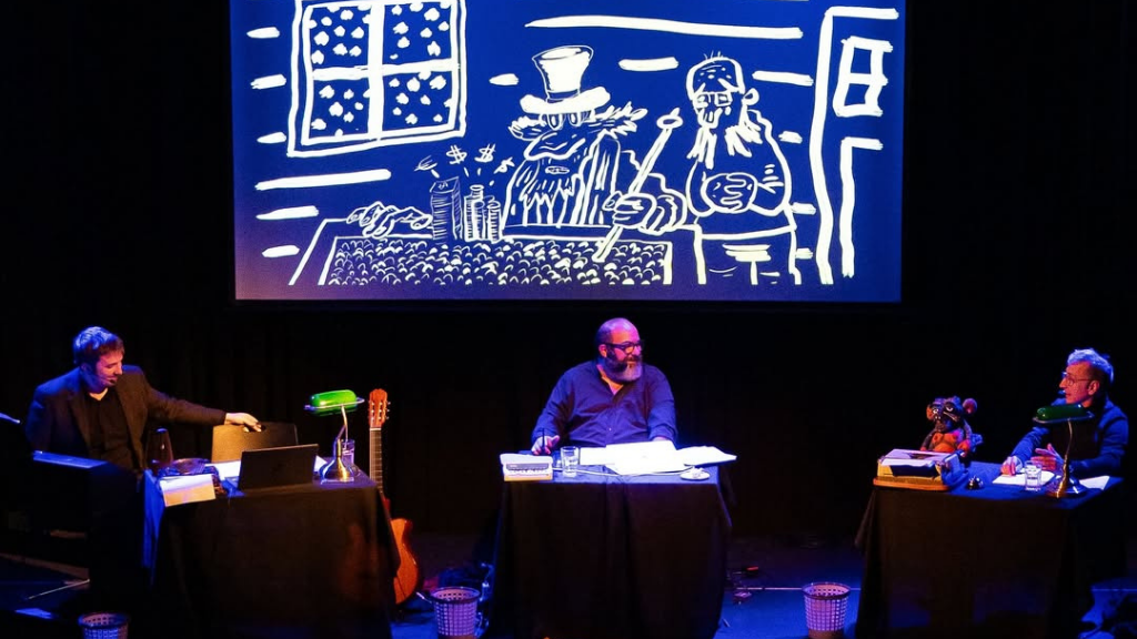 Martín Mazzella, Fernando Schmidt y Gonzalo Eyherabide en espectáculo Hasta aquí hemos llegado