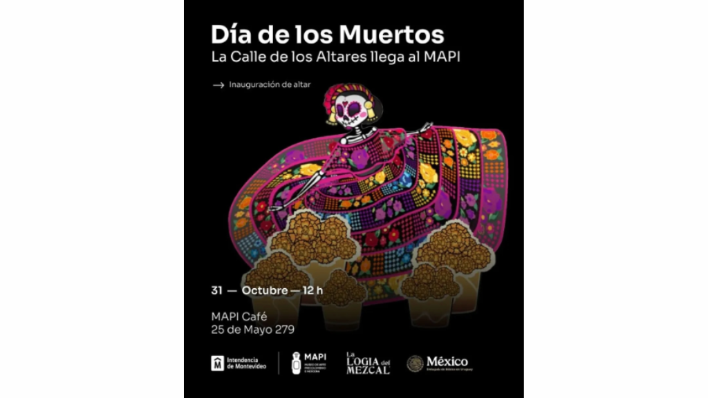 Afiche para evento Día de los Muertos en el museo MAPI