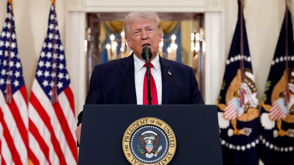 Discurso del presidente de Estados Unidos, Donald Trump. Foto: AFP